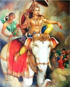 Indra on Airavat with Vajra in hand