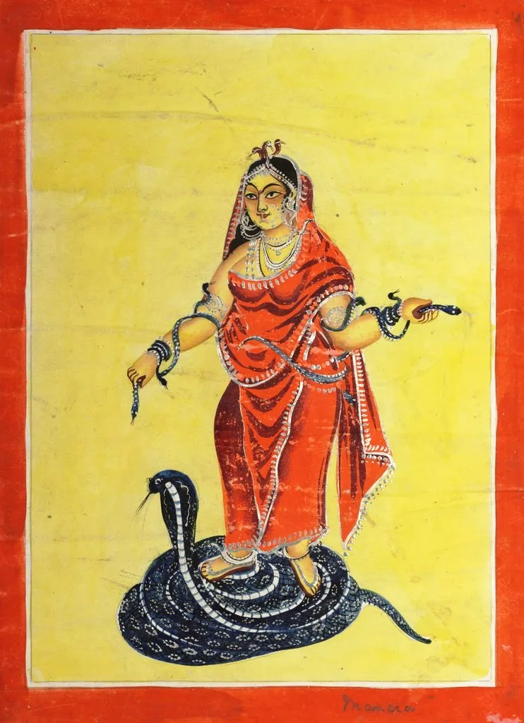 Kalighat painting of Manasa SculpturePedia Kalighat painting of Manasa