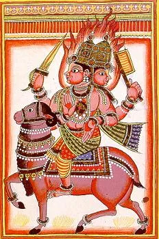 Agni18thcenturyminiature SculpturePedia Agni on his mount
