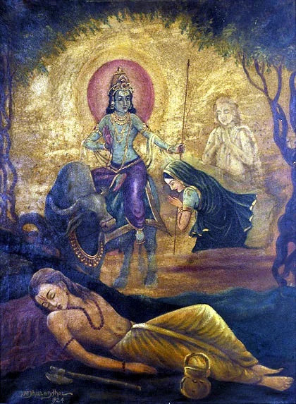 Savitri Satyavan Yama by M V Dhurandhar 1924 Oil on Canvas