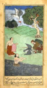 AfowlerkillsabirdandthecryofitsmategivesValmikithemeasuresinwhichhecomposestheRamayana SculpturePedia A fowler kills a bird and the cry of its mate gives Valmiki the measures in which he composes the Ramayana