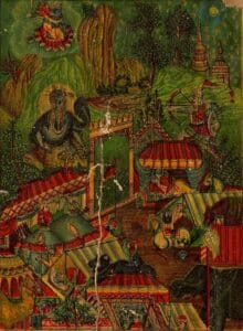 ArastthamanpropitiatesŚivabeforemakinganightattackonthePandavacamp SculpturePedia Arastthaman propitiates Śiva before making a night attack on the Pandava camp