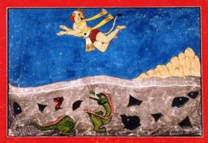 Hanuman leaping over the ocean