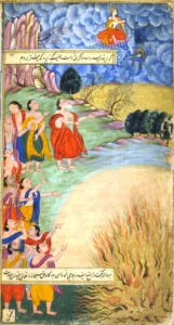 Indra prevents Trisanku from ascending to Heaven in physical form