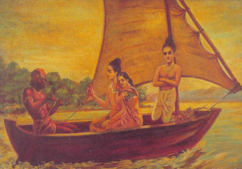 RVarmaRamCrossesSaryu SculpturePedia Sree Rama Crossing Sarayu river