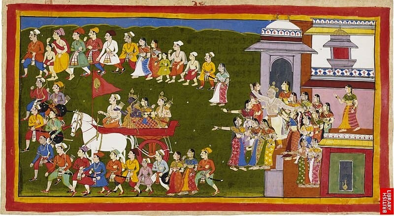 Rama leaving for fourteen years of exile from Ayodhya