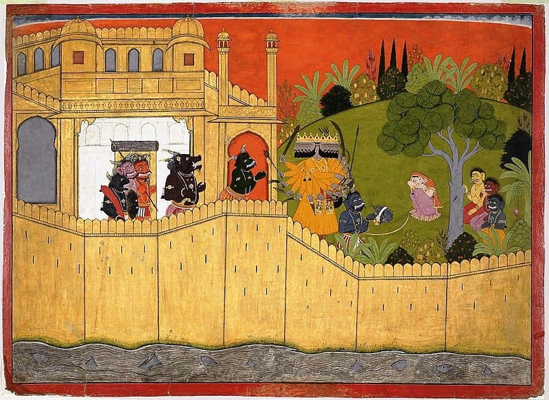 Ravana shows Sita the Counterfeit Head of Rama
