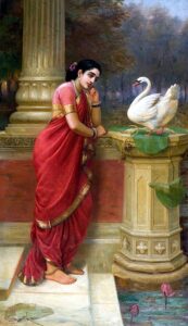 Princess Damayanthi talking with Royal Swan about Nala
