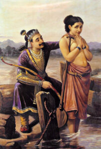 ShantanuandSatyavati by Raja RaviVarma SculpturePedia Shantanu and Satyavati