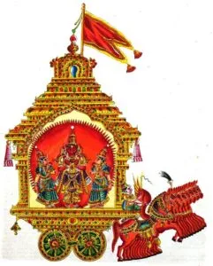 Surya with consorts Sanjna and Chhaya