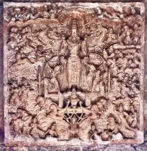 Surya on chariot in ceiling at Virupaksha temple Pattadakal Karnataka