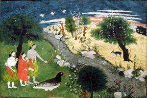 Rama, Sita, and Lakshman in the jungle