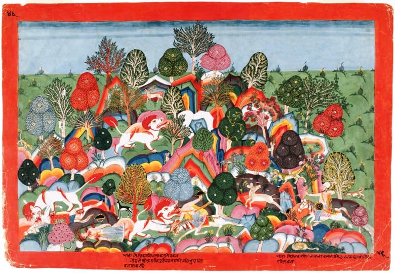 A Lion Kills Prasena in the Jungle