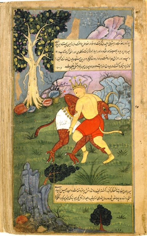 Hanuman vanquishes Nikumbha by wrenching off his head