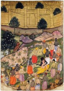 Rama and Lakshman in front of the castle in Lanka