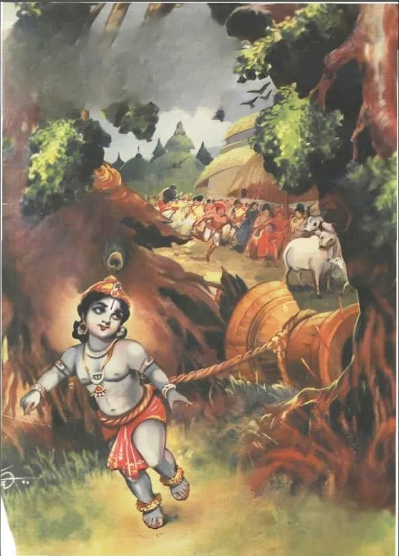 Krishna liberates Nalakubera and Manibhadra