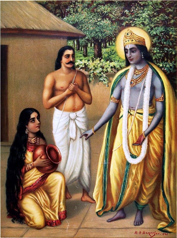 Krishna offers Draupadi the divine vessel