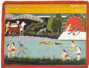 Krishna playing the game of ball SculpturePedia Krishna playing the game of ball