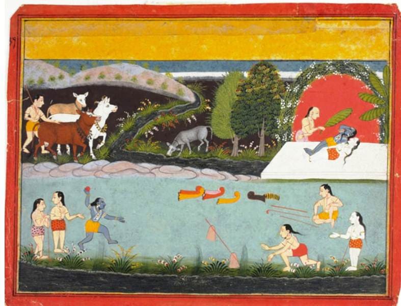 Krishna playing the game of ball