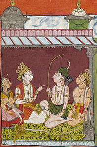 Lakshmana Meets with Tara, Sugriva, and Hanuman