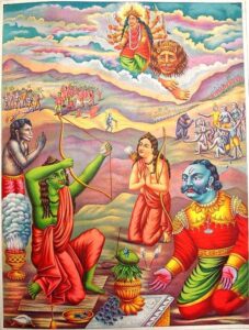 Rama offers his eyes to Goddess Durga