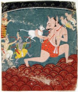 Rama and Lakshmana attack a giant demon