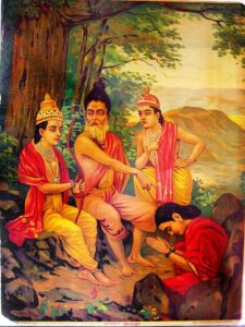 Rama releasing Ahilya from curse