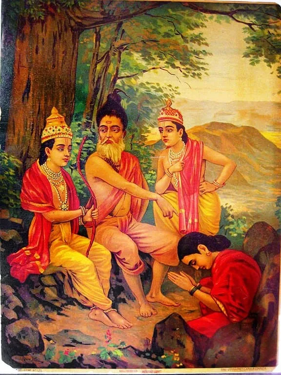 Rama releasing Ahilya from curse