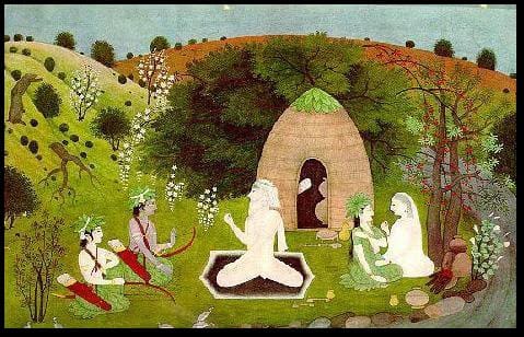 Rama, Sita and Lakshmana at the Hermitage of Sage Atri