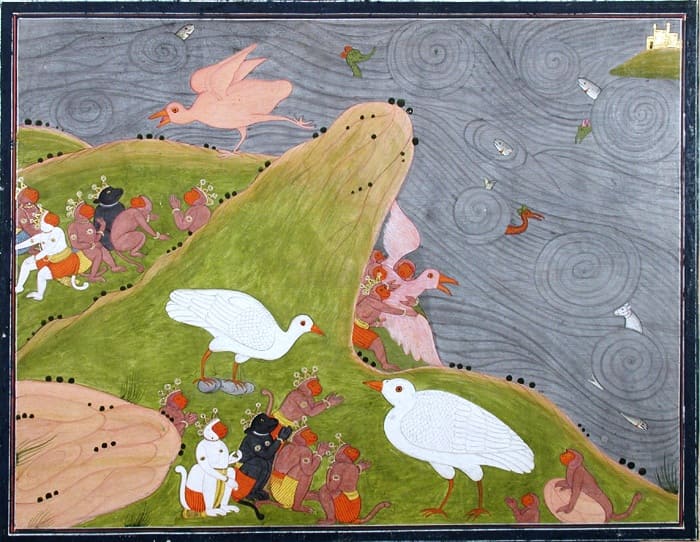 The monkey and bear armies are aided by giant birds