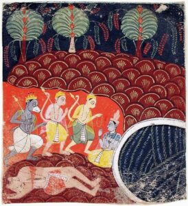 leaders of the monkeys and bears report to Rama after dispatching a demon