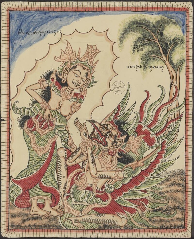 Garuda seeking food from Vinata Balinese art