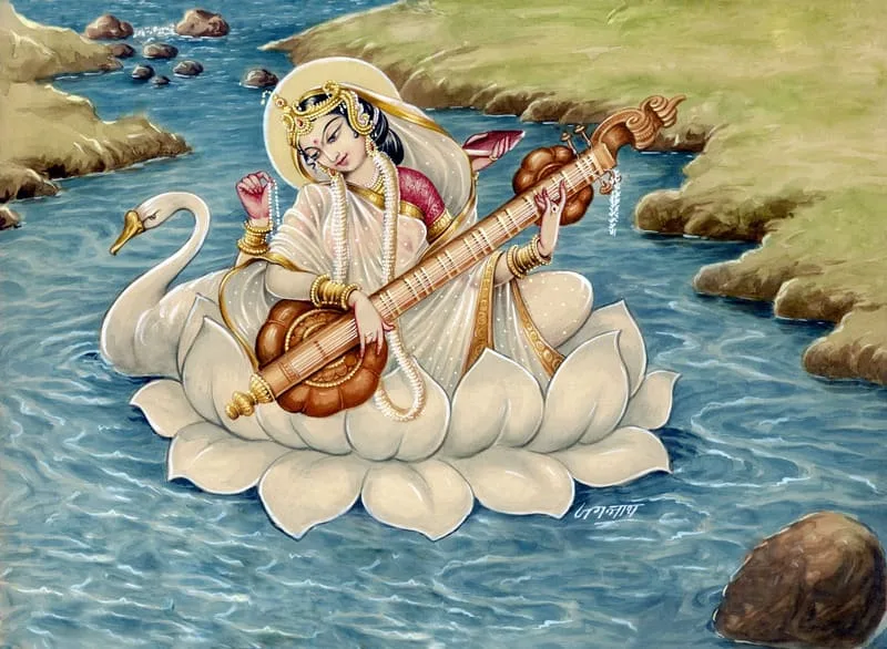 Saraswati on a Lotus