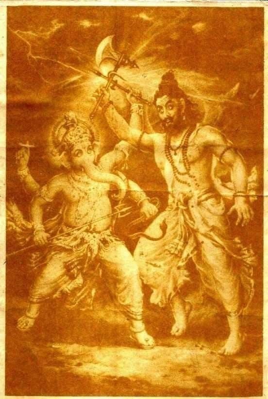 Ganesha vs Parashurama SculpturePedia Ganesha vs Parashurama
