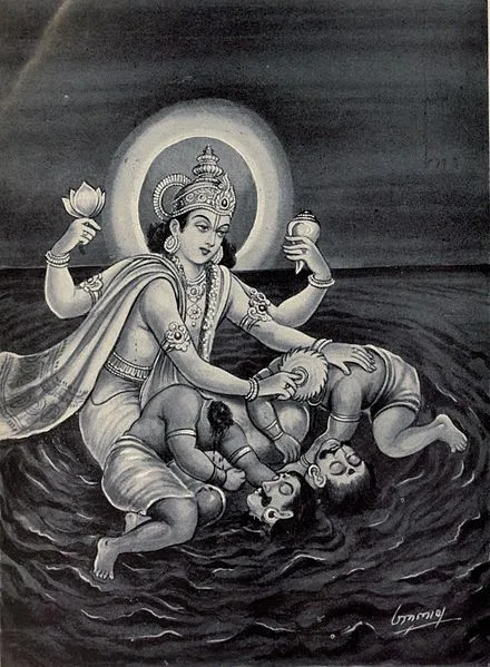Vishnu Killing Demons Madhu and Kaitabha